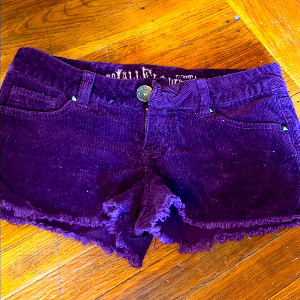 Purple corduroy shorts